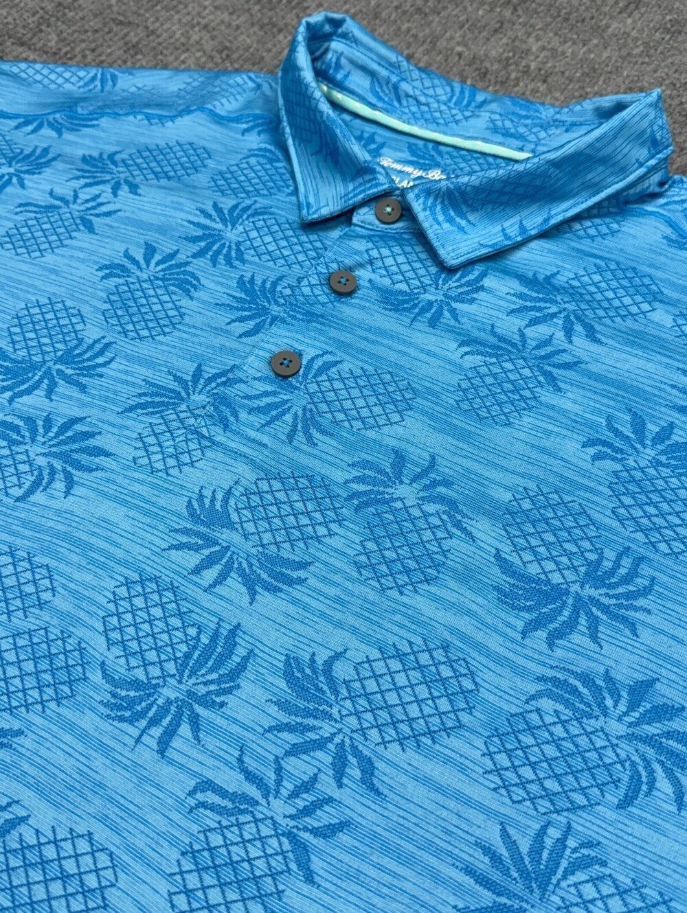 Tommy Bahama IslandZone Polo Shirt Mens 3XL Blue Tropical Pineapple AOP Hawaiian